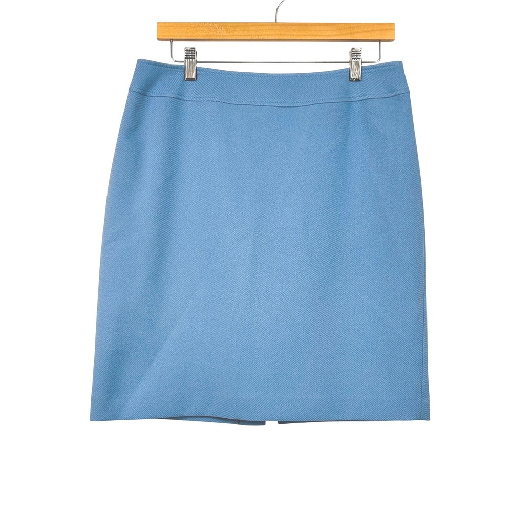 Tahari Pencil Skirt Womens 10P Blue Professional Career Twill Lined Office